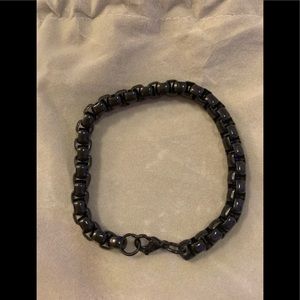 Box Chain Black Stainless Steel 8” Bracelet